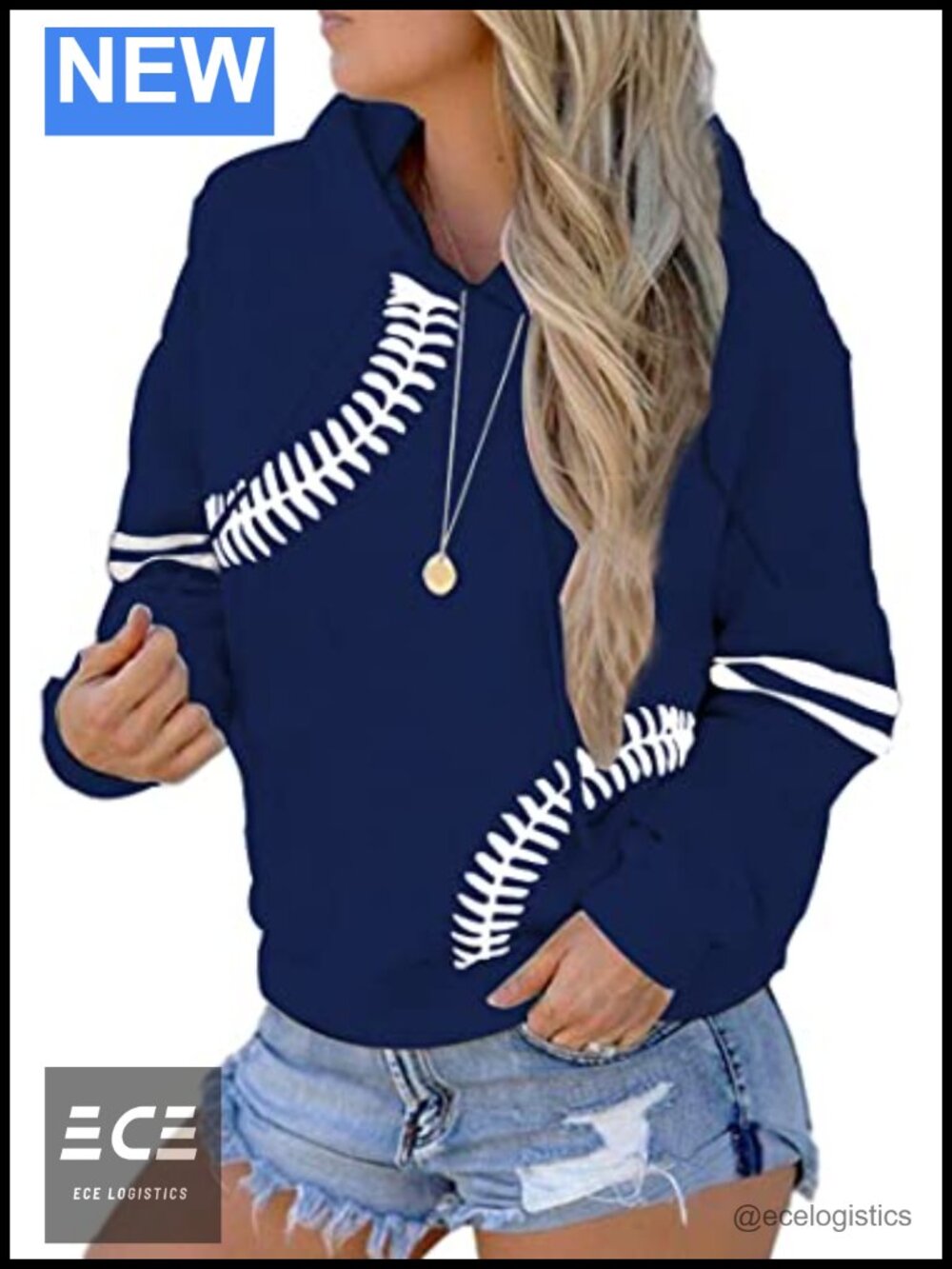 Women's Baseball Hoodie Oversized Pullover Sweatshirt with Pockets